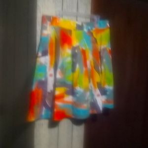 Orange white and yellow flared skirt